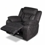 Side profile view of Maverick oversized manual recliner chair in full recline lounging position.