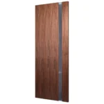 30-degree profile view of Full-Height Offset 1-Lite slab door in Heritage Smoked Walnut