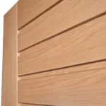 Close-up detail of the horizontal slat shadow reveals and matte lacquer finish