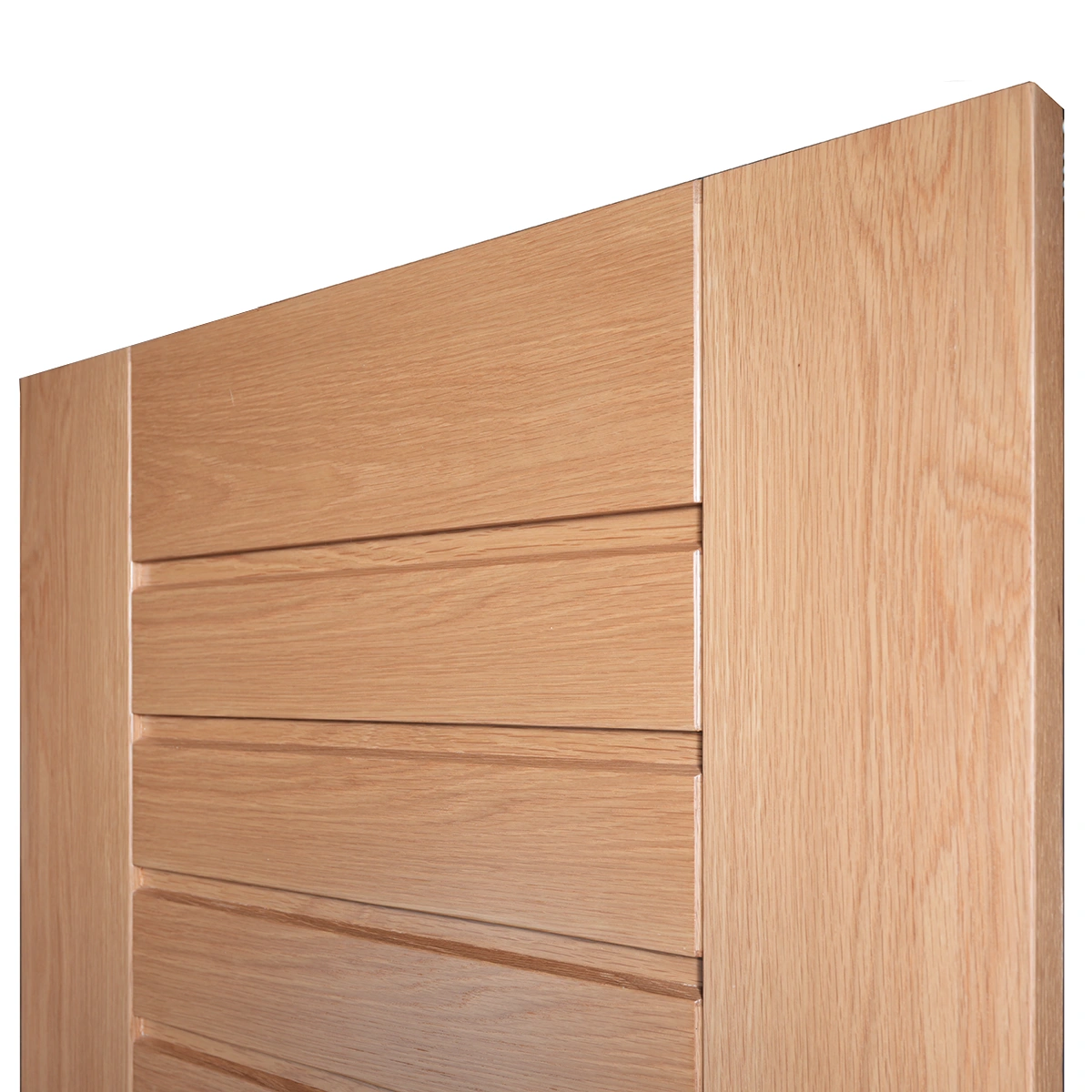 Upper rail and perimeter corner detail of Modern Horizontal Slat interior door