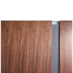 Upper rail joint detail of Full-Height Offset 1-Lite door in Heritage Smoked Walnut
