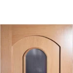 Close-up of upper rail and curved Roman arch joint on modern glazed interior door