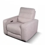 Side profile view of Morrison 42-inch oversized power recliner chair in closed upright position.