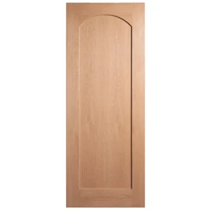 Front full view of 1-panel arch top interior slab door in Nordic Oak finish