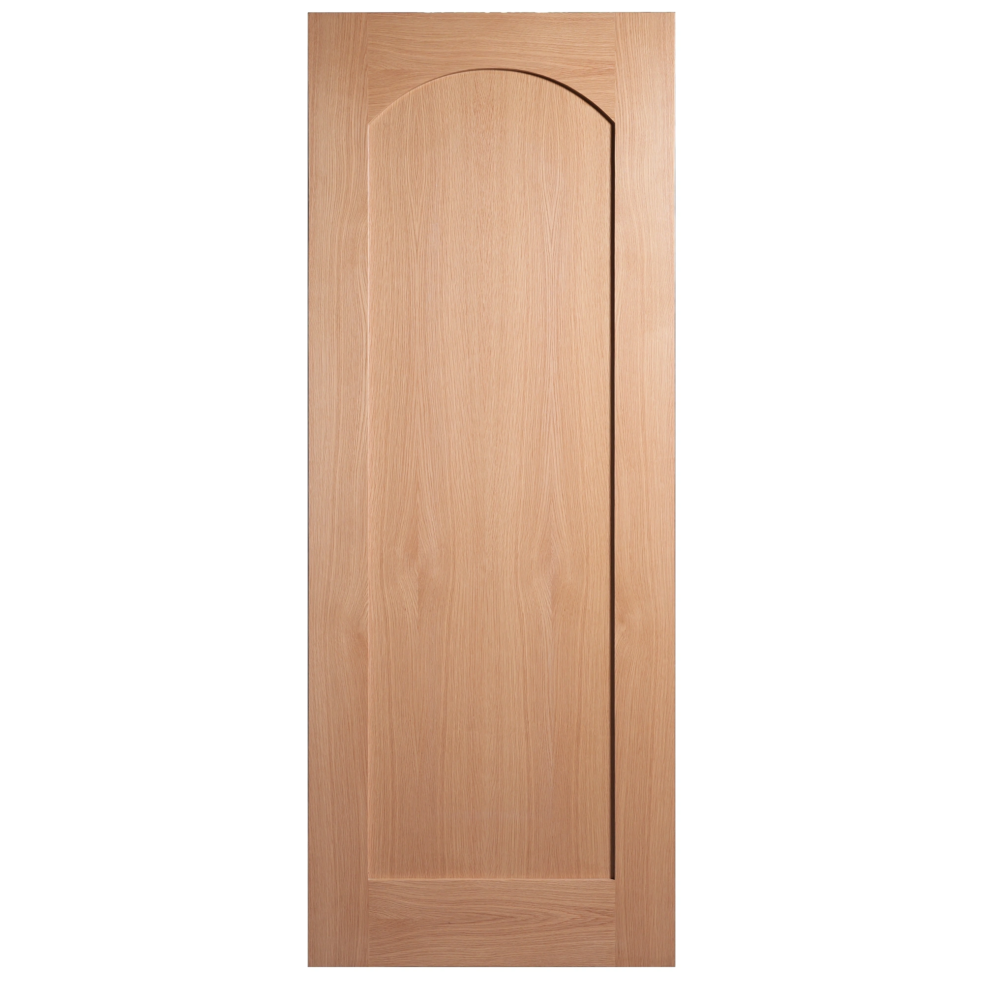 Front full view of 1-panel arch top interior slab door in Nordic Oak finish