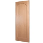 Angled 30-degree perspective of 1-panel arch top interior slab door in Nordic Oak