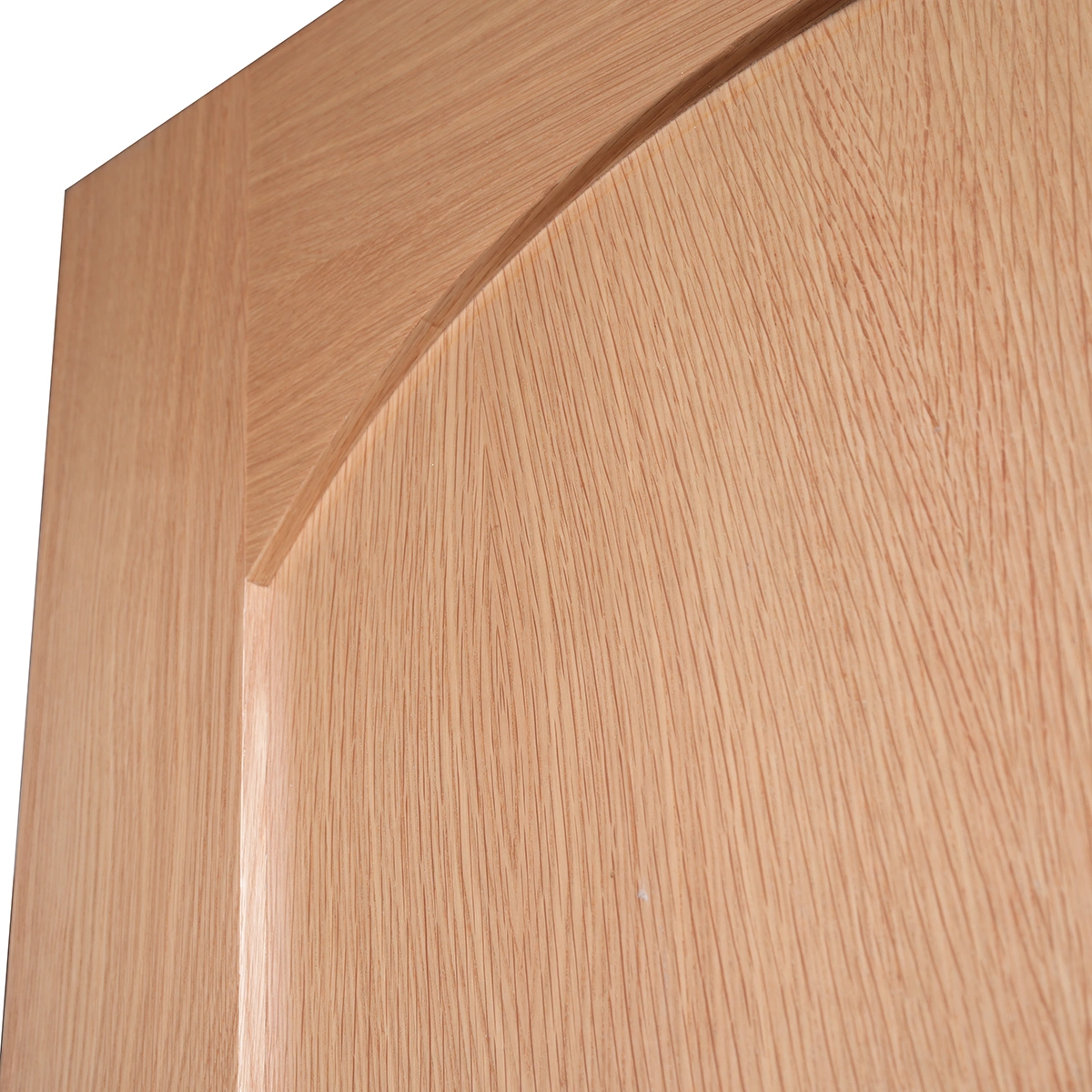 Detailed close-up of the curved arch profile of the 1-panel Nordic Oak interior door