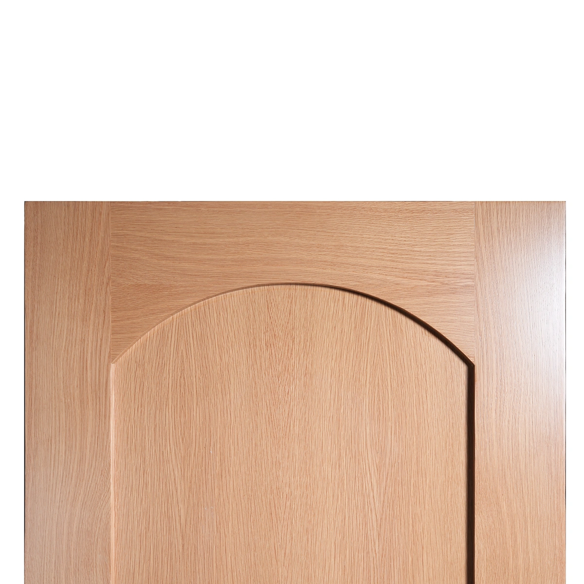 Close-up of the upper rail and precision joint of the arch top interior door