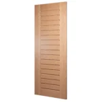 30-degree perspective of Horizontal Slat White Oak interior slab door showing reveal grooves