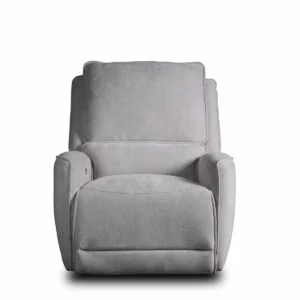 Rowan 34 inch fabric power recliner with USB and Type C charging, front view upright.