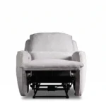 Rowan power recliner armchair with motorized footrest extended, front view.